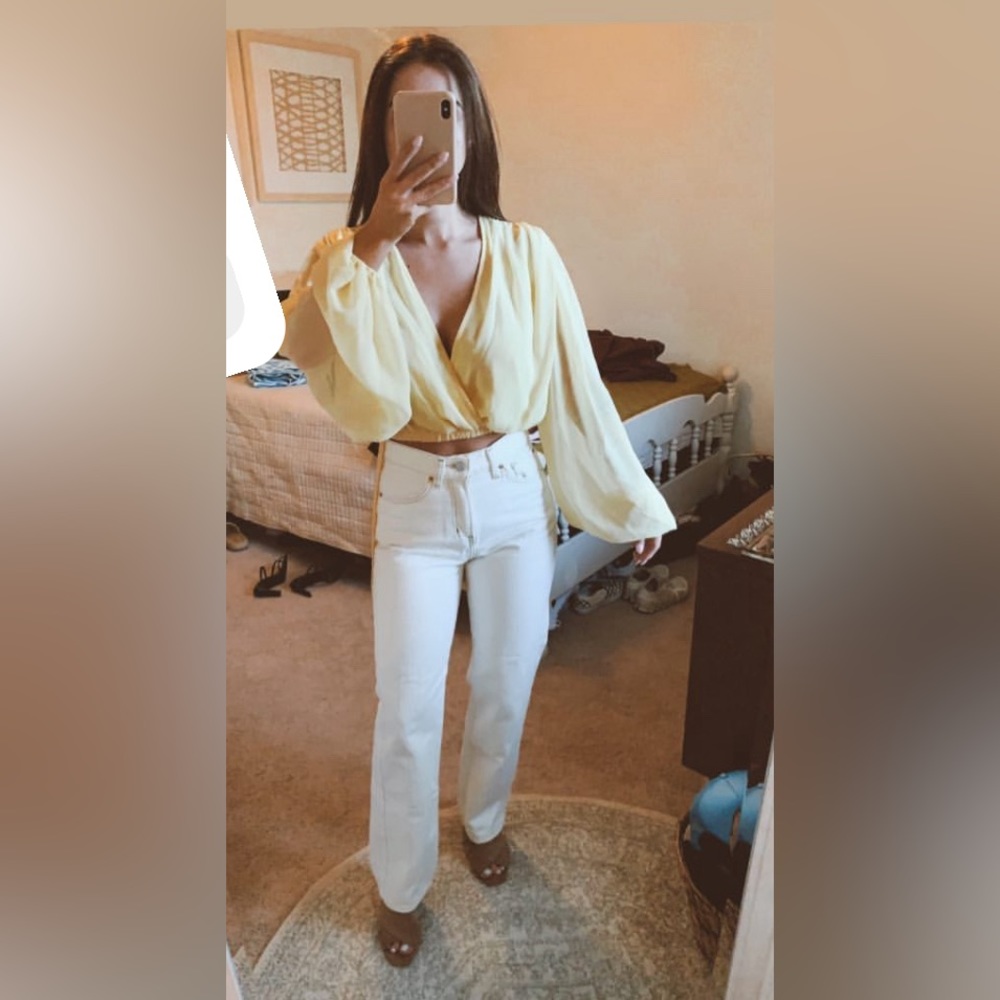 Balloon Sleeve Crop Top
